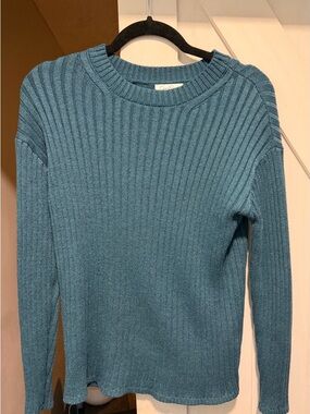 Jessica Simpson Teal Ribbed Knit Crewneck Sweater